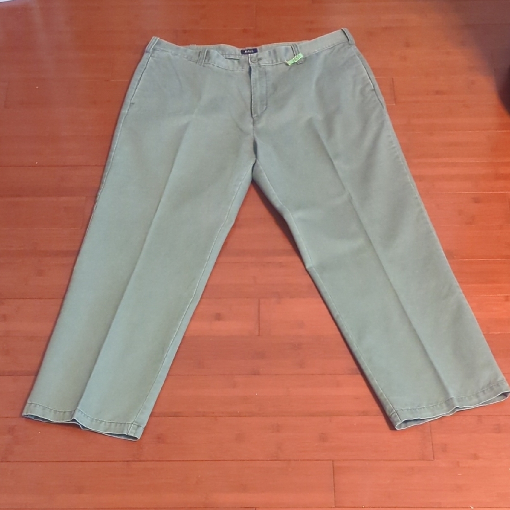 Bass Green Chinos Flat Front Straight Leg